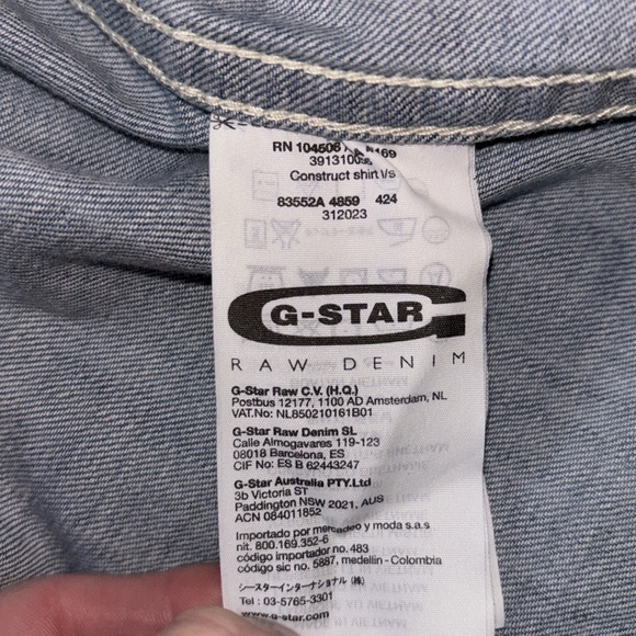 G-Star Raw Denim Long Sleeve Button Down Shirt, Size Medium - Picture 11 of 13